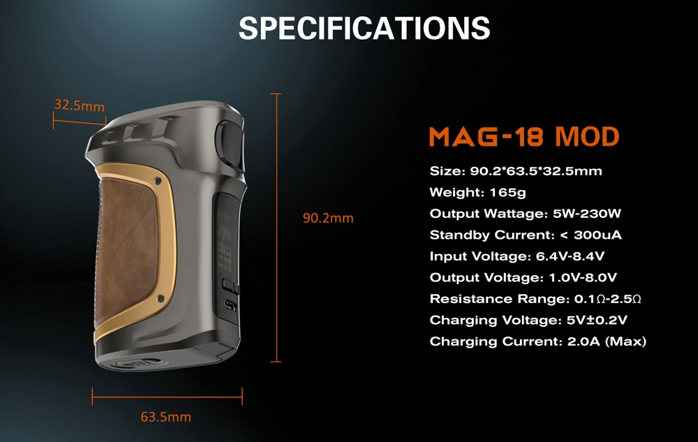 smok mag 18 box mod specifications