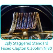 Tesla Handcrafted Coils 2ply Staggered Standard Fused Clapton 0.30ohm Ni80
